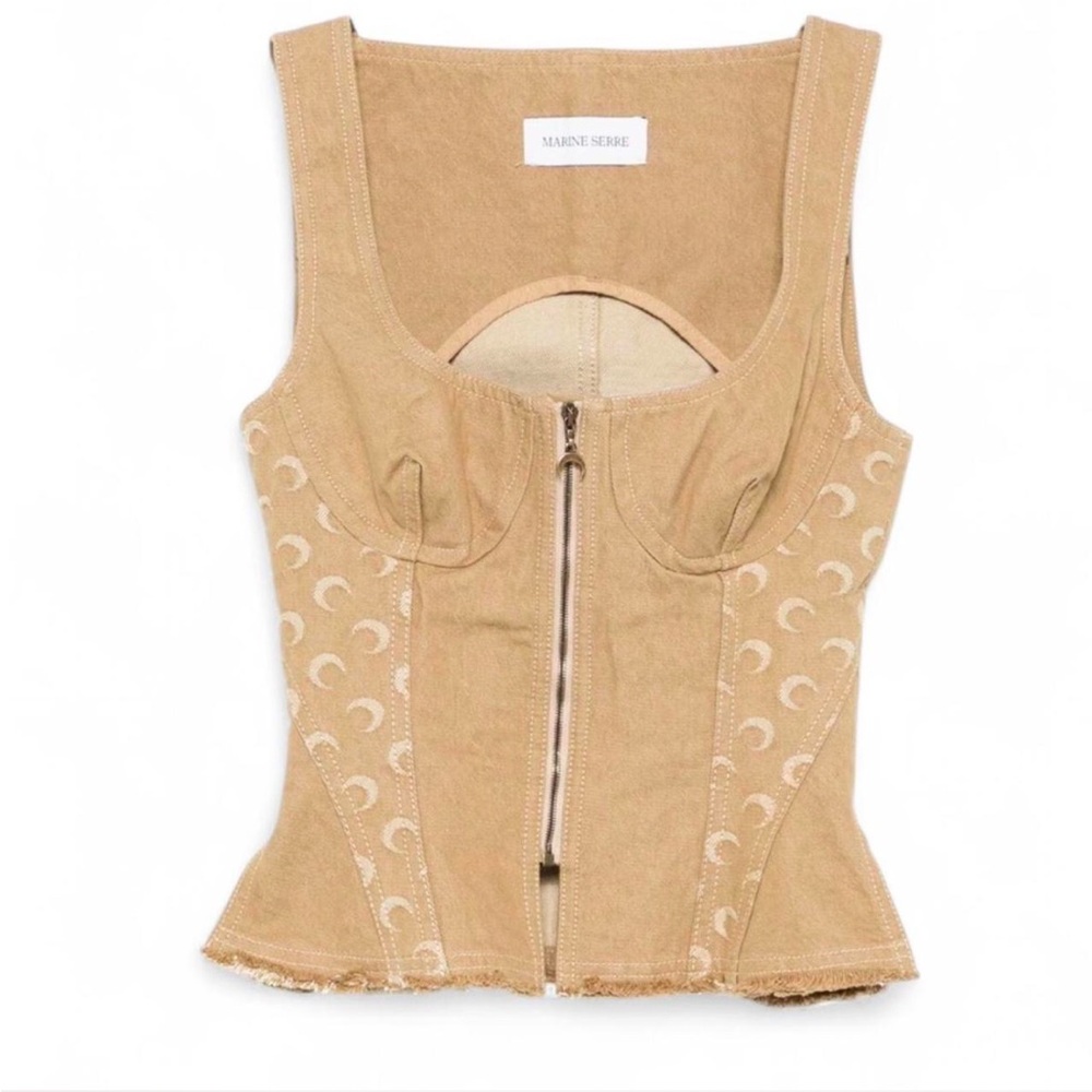 Marine Serre Beige Corset Top